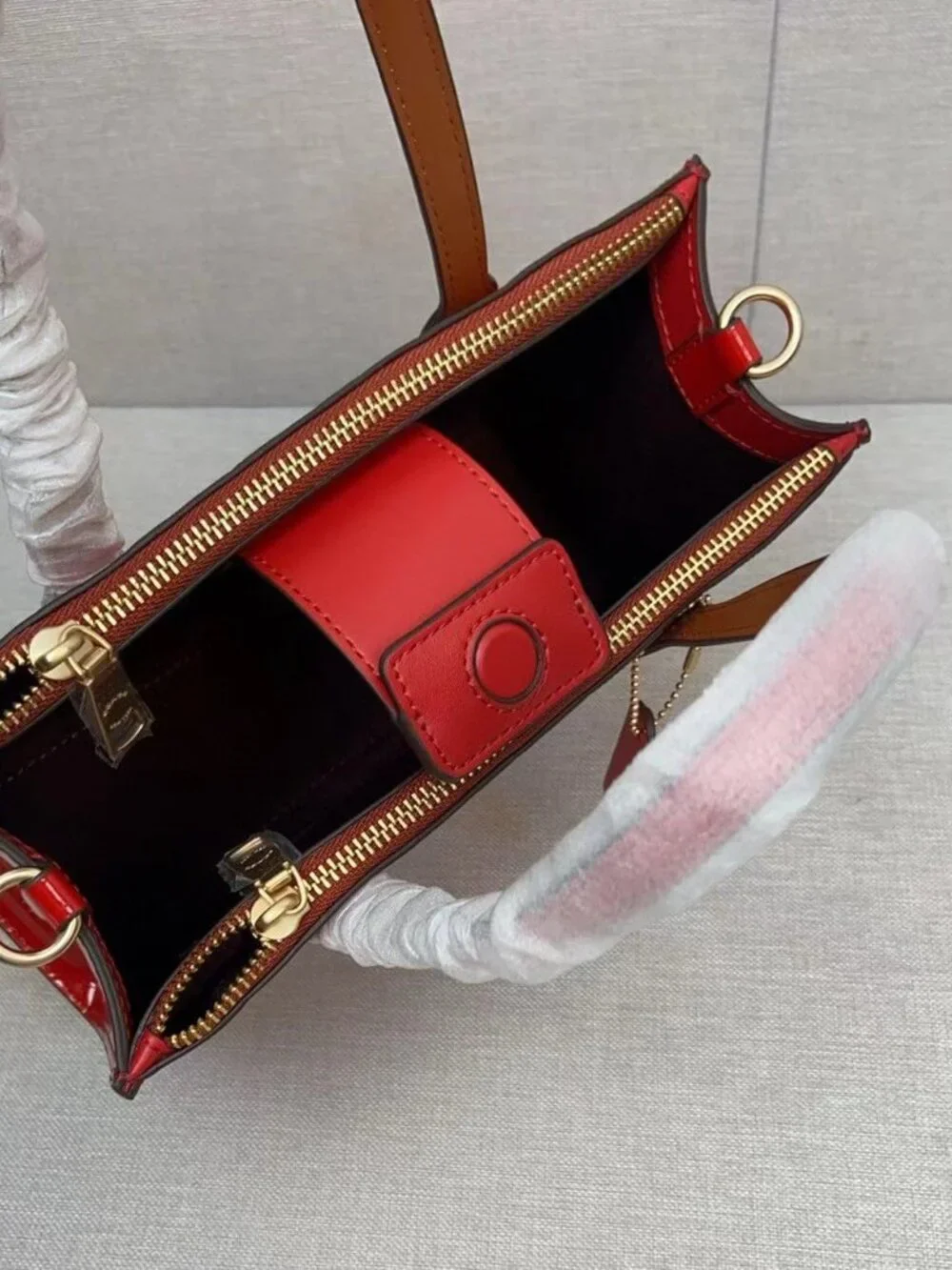 NWT Coach Nina Small Tote Bag In Signature Leather in Red - Picture 9 of 9
